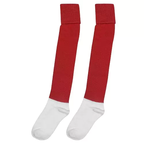 جوراب فوتبالی ساق بلند کف حوله ای قرمز